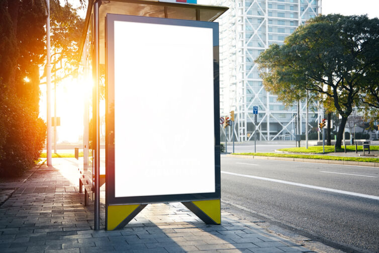 Blank,Lightbox,On,The,Bus,Stop.,Horizontal.,Sunlights,Effects